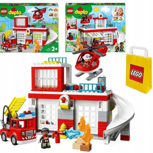 LEGO Duplo Gasilska enota 10970 Remiza + Helikopter + Gasilsko vozilo