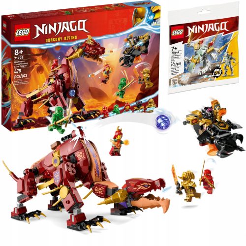 LEGO Ninjago Transforming Lava Dragon into Fire Wave 71793 + LEGO Ninjago Ice Dragon 30649
