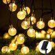Girlanda solarnih vrtne luči 50 LED 7M toplo bele steklene krogle IP67