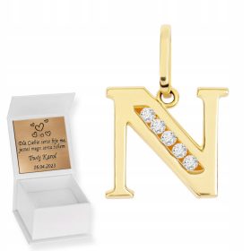 Zlata verižica ČRKA N 585 Z GRAVIRANJEM BREZ CIRKONIJA