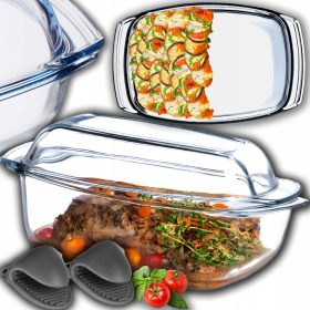   Termisil Žaroodporna Posoda s Pokrovom, 5,2 l - Prostokotna Posoda iz Trpežnega Stekla