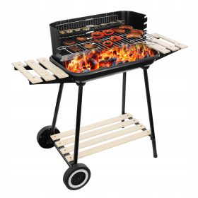    Vrtni žar na oglje na kolesih s 3 policami, velika rešetka