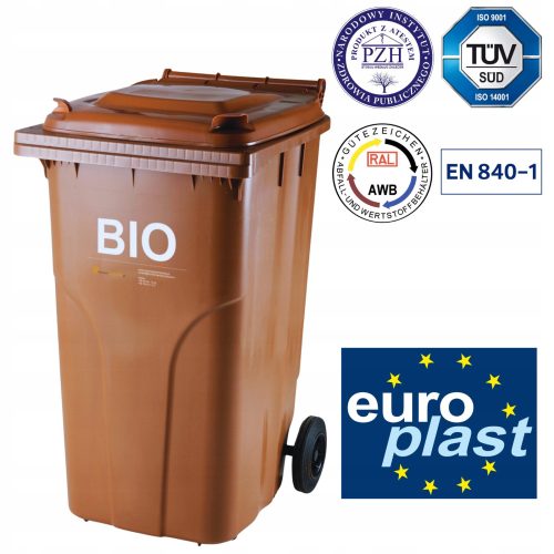 BIO Kolektor za organske odpadke, Rjava barva, Z ODOBRENJEM, 240L