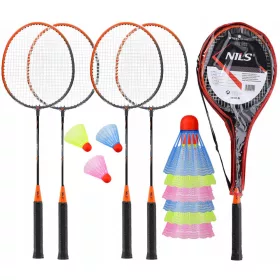   Rakete za badminton Nils NRZ005 Steel Set loparjev + Nils NBL6103 Set puščice