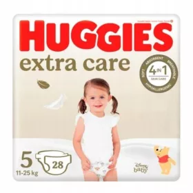   HUGGIES Extra Care 5 pleničke (11-25kg) 4v1 hipoalergene 28 kosov