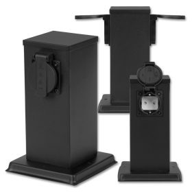 Vrtni stebriček Ontario 230V 20cm 2 vtičnici črna