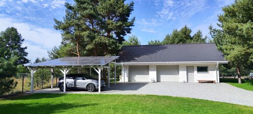  Fotovoltaična instalacija na nadstrešek za avto, nadstrešek za avto, gazebo, avto 10 kWp