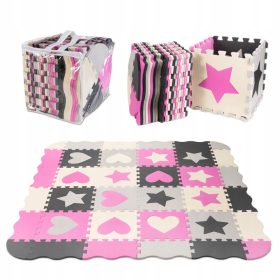   Piankasta sestavljanka za otroke XXL 36 kosov siva in roza 143x143 cm