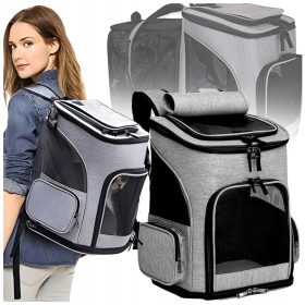   Plezalnik za hišne ljubljenčke, zračna tkanina Mawe, siva in črna, velikost 4XL 33 cm x 40 cm x 26 cm