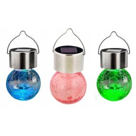   Viseča solarna svetilka za vrt, 3 x LED komplet 3 visečih vrtnih luči iz steklene krogle