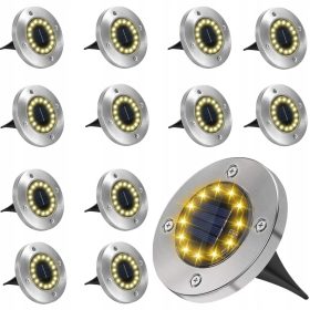 POLIFACH Solar Garden Ground Light Warm White 16 LED 12 Pack