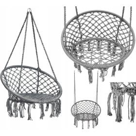   VRTNA GUGALNICA STORK NEST VISEČI STOL TEMNO SIV BOHO 150 KG