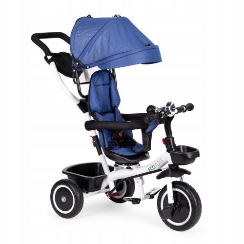 Tricikel Ecotoys YM-BT-2 MODRI otroški voziček 360° vrtljiv sedež