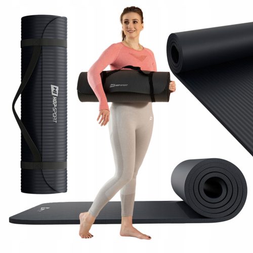 Fitnes podloga Hop-Sport Premium 190 cm x 60 cm črna