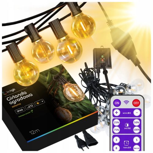 LED solarna girlanda 12m 30+2 žarnice LED v topli beli barvi