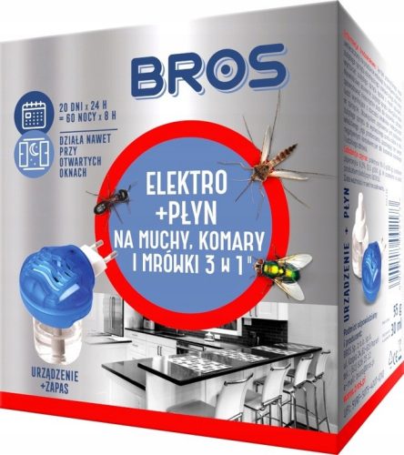 Električni fumigator proti komarjem, muham in mravljam Bros 3v1 + Tekočina za 60 noči