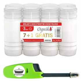   BISPOL Parafinsko polnilo za sveče Ognik 3 dni 72h 8 kosov + Gratis vžigalnik