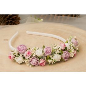 Obhajilo naglavni trak s cvetovi belo, lila, roza