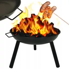   VELIKI ŽAR NA OGLJE ZA KAMIN LONEC ZA TABORNI OGNJE JEKLO + 4x PODLOGA ZA ŽAR 1006 57 cm