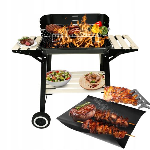  VRTNI ŽAR NA OGLJE S POLICAMI MREŽKA NA KOLESIH PRENOSNI BBQ 1002
