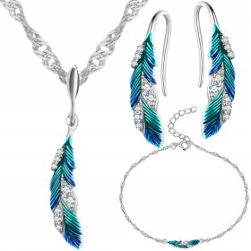 Srebrni komplet nakita s perjem 925