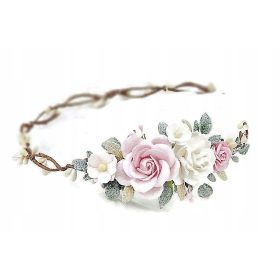 ROŽNATI VENČEK ZA GLAVO ZA OBHAJILA CVETJE