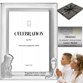    Srebrni okvir Beltrami, spominek na sveto obhajilo, 15x10 cm