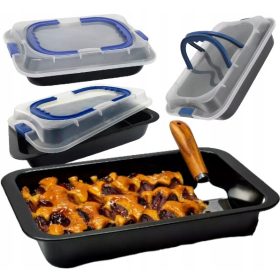   Eleganten pekač z ročaji za peko kruha Krisberg, dimenzije 32 x 20 cm, črna barva