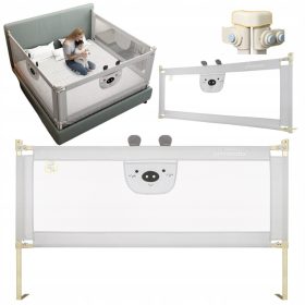 Barierka za posteljo medvedka Primabobo, siva, 200 cm