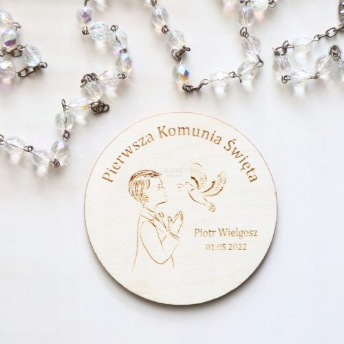 Spominek za prvo obhajilo fant, gravura, darilo, personalizacija