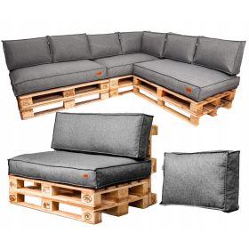   Vrtna kotna garnitura za vrt s 3 blazinami in naslonjalom za palete za 7 oseb