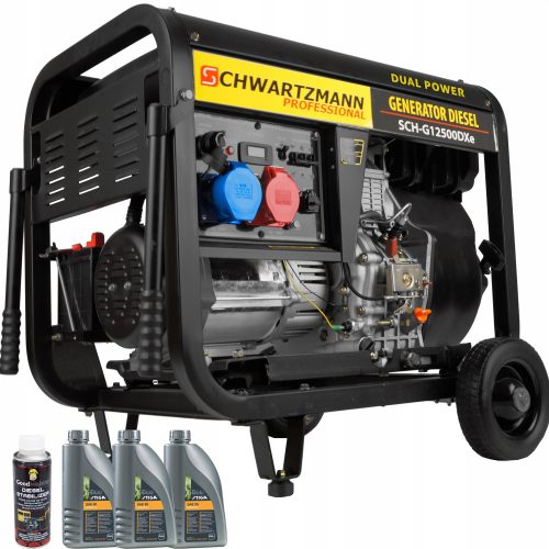 Prenosni trifazni generator Schwartzmann SCH-G12500DXe, 10.000 W, dizelsko gorivo