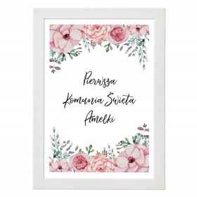 Okvirjen plakat - prva sveta obhajila + IME otroka