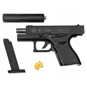   Metalni pištola na vzmet za otroke s tihim dušilcem Glock 43 ASG 6 mm