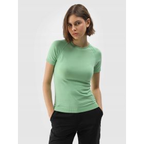 4F Ženska brezšivna majica za tek v naravi - zelena