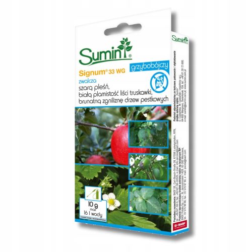 Optimized name: Sumin 33 WG fungicid za boj proti sivi plesni - 10 g

Optimized description: Signum 33 WG je fungicid v obliki granul, namenjen za boj proti sivi plesni, beli pegavosti in drugim glivi