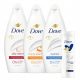  DOVE MIX dišeči gel za tuširanje 3x 250 ml + GRATIS BALZAM