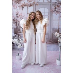   udovit kombinezon za obhajilo KIZ BY KIDS 152 ECRU široke hlače s čipko