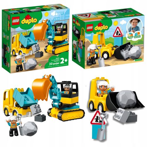 LEGO Duplo Gradbeni tovornjak in bager goseničar + LEGO Duplo Buldožer