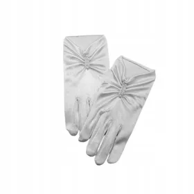 Rokavice za prvo obhajilo z biseri, bele barve, 1 par