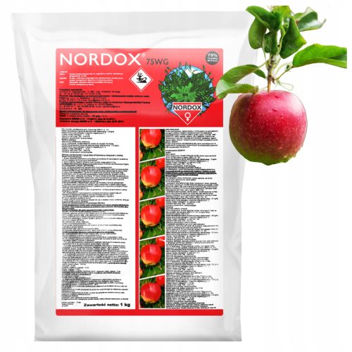 Nordox 75 WG MIEDZIAN 1kg | Nordox 75 WG MIEDZIAN 1kg to wyjątkowy środek grzybobójczy zawierający 75% tlenku miedzi. Program EKO zapewnia, że substancje dodatkowe, takie jak ekstrakt z drewna i glina