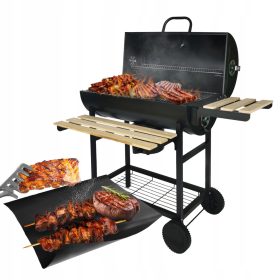    VELIK VRTNI ŽAR NA OGLJE TERMOMETER POSODA ZA PEPEL 2 REŠETKI + 8x PODLOGA 1008