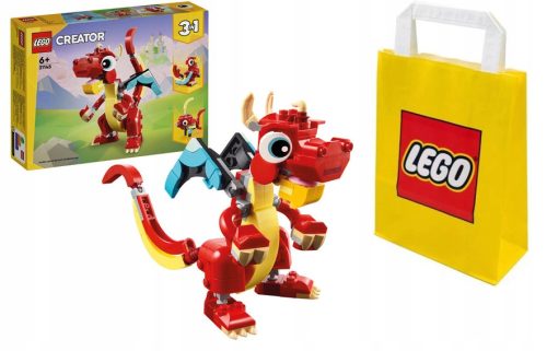 LEGO Stvaritelj 3 v 1 31145 Rdeči zmaj + papirnata vrečka LEGO 6315786 rumena 24x8x18 cm