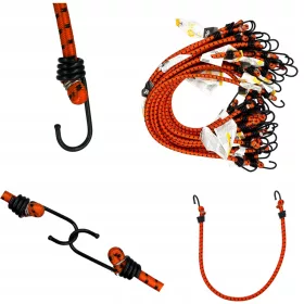   Nabor 25 Elastičnih Vrvic z Kovinskimi Kljukami BUNGEE CORD HOOK, 0,8x60cm