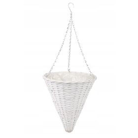 Stojalo za rože iz belega pletenega stožca 28x28x32/68 cm