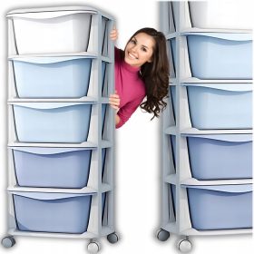   PLASTIČNA POLICA ZA IGRAČE S PREMIČNIMI PREDALI IN 5 POLICAMI