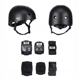   Nils Extreme Otroški Kolesarski Kask z Ochraniči MR290+H230, Črni, Velikost S