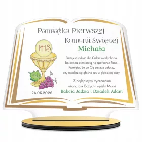    SPOMINEK PRVEGA SVETEGA OBHAJILA sliko darilo za obhajilo BIBLIJA IHS