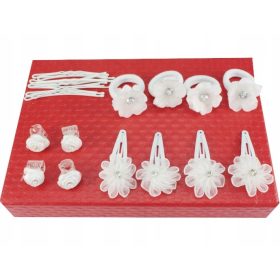 Okrasni set za lase za dekleta - 22 kosov, bela barva