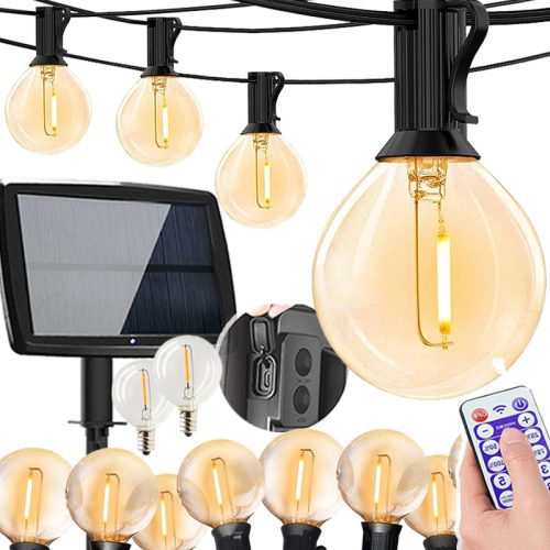 Girlanda solarna vrtna lučke veriga 15M 50 LED žarnice G40 z daljinskim upravljanjem